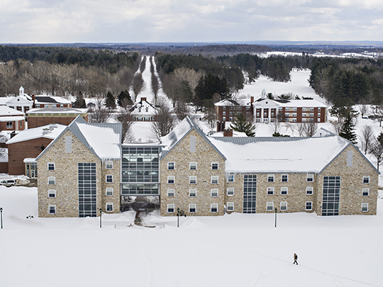 building with snow on roof